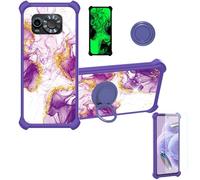 Aroepurt Case Compatible for Maxcom Ms601 Phone Case Cover [with Tempered Glass Screen Protector][Hard PC + Soft Silicone][Ring Support] [Gold Glitter+Luminous] JSZ-ZDL
