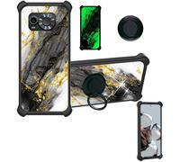 Aroepurt Case Compatible for Maxcom Ms601 Phone Case Cover [with Tempered Glass Screen Protector][Hard PC + Soft Silicone][Ring Support] [Gold Glitter+Luminous] JSH-HDL