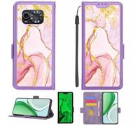 Aroepurt Case Compatible for Maxcom Ms601 Phone Case Flip Cover [with Tempered Glass Screen Protector][RFID Blocking][Gold Glitter+Luminous] LPT-FDL