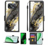 Aroepurt Case Compatible for Maxcom Ms601 Phone Case Flip Cover [with Tempered Glass Screen Protector][RFID Blocking][Gold Glitter+Luminous] LPT-HDL