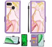 Aroepurt Case Compatible for Mobile Initiative Ethos Phone Case Flip Cover [with Tempered Glass Screen Protector][RFID Blocking][Gold Glitter+Luminous] LPT-FDL