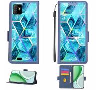 Aroepurt Case Compatible for Myphone Fun 9 Phone Case Flip Cover [with Tempered Glass Screen Protector][RFID Blocking][Colorful Reflect Light] LPT-LS