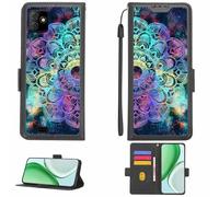 Aroepurt Case Compatible for Myphone Fun 9 Phone Case Flip Cover [with Tempered Glass Screen Protector][RFID Blocking][Colorful Reflect Light] LPT-HTT