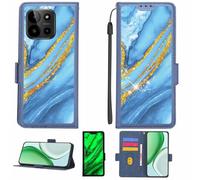 Aroepurt Case Compatible for myPhone N23 5G Phone Case Flip Cover [with Tempered Glass Screen Protector][RFID Blocking][Gold Glitter+Luminous] LPT-LDL