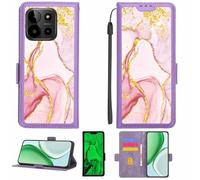 Aroepurt Case Compatible for myPhone N23 Plus 5G Phone Case Flip Cover [with Tempered Glass Screen Protector][RFID Blocking][Gold Glitter+Luminous] LPT-FDL