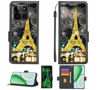 Aroepurt Case Compatible for myPhone N23 Plus Phone Case Flip Cover [with Tempered Glass Screen Protector][RFID Blocking][Gold Glitter+Luminous] LPT-TT