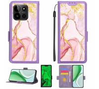 Aroepurt Case Compatible for myPhone N23 Plus Phone Case Flip Cover [with Tempered Glass Screen Protector][RFID Blocking][Gold Glitter+Luminous] LPT-FDL