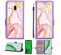 Aroepurt Case Compatible for Nokia C1 Plus 2021 Phone Case Flip Cover [with Tempered Glass Screen Protector][RFID Blocking][Gold Glitter+Luminous] LPT-FDL