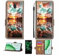 Aroepurt Case Compatible for Nokia C2 2nd Edition Phone Case Flip Cover [with Tempered Glass Screen Protector][RFID Blocking][Luminous Effect] LPT-FJ