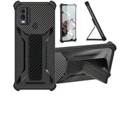 Aroepurt Case Compatible for Nokia C22 Phone Case Cover [with Tempered Glass Screen Protector] Hybrid Case [Folding Support Magnetic] [Frosted anti-fingerprint] Black