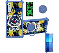 Aroepurt Case Compatible for ONYX BOOX PALMA 2 PRO eReader Phone Case Cover [with 1* Tempered Glass Screen Protector][Hard PC + Soft Silicone][Ring Support] [Gold Glitter+Luminous] JSL-TYX