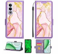 Aroepurt Case Compatible for Oppo A3m 5G Phone Case Flip Cover [with Tempered Glass Screen Protector][RFID Blocking][Gold Glitter+Luminous] LPT-FDL