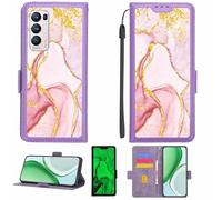 Aroepurt Case Compatible for OPPO Find X3 Neo Phone Case Flip Cover [with Tempered Glass Screen Protector][RFID Blocking][Gold Glitter+Luminous] LPT-FDL