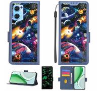 Aroepurt Case Compatible for OPPO Find X5 Lite 5G Phone Case Flip Cover [with Tempered Glass Screen Protector][RFID Blocking][Luminous Effect] LPT-XQ