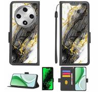 Aroepurt Case Compatible for Oppo Find X8 Phone Case Flip Cover [with Tempered Glass Screen Protector][RFID Blocking][Gold Glitter+Luminous] LPT-HDL