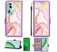 Aroepurt Case Compatible for Oppo Reno11 Pro Global Phone Case Flip Cover [with Tempered Glass Screen Protector][RFID Blocking][Gold Glitter+Luminous] LPT-FDL