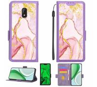 Aroepurt Case Compatible for Orange Nola fun 3 Phone Case Flip Cover [with Tempered Glass Screen Protector][RFID Blocking][Gold Glitter+Luminous] LPT-FDL