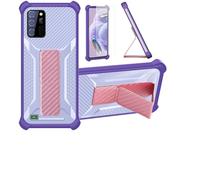 Aroepurt Case Compatible for Oukitel C25 Phone Case Cover [with Tempered Glass Screen Protector] Hybrid Case [Folding Support Magnetic] [Frosted anti-fingerprint] Purple