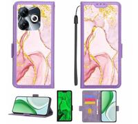 Aroepurt Case Compatible for Philips S6210 Phone Case Flip Cover [with Tempered Glass Screen Protector][RFID Blocking][Gold Glitter+Luminous] LPT-FDL