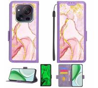 Aroepurt Case Compatible for Philips S7105 Phone Case Flip Cover [with Tempered Glass Screen Protector][RFID Blocking][Gold Glitter+Luminous] LPT-FDL