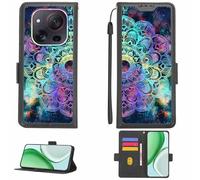 Aroepurt Case Compatible for Philips S7105 Phone Case Flip Cover [with Tempered Glass Screen Protector][RFID Blocking][Colorful Reflect Light] LPT-HTT
