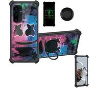 Aroepurt Case Compatible for Saga 2 Solana Mobile Seeker Phone Case Cover [with Tempered Glass Screen Protector][Hard PC + Soft Silicone][Ring Support] [Luminous Effect] YGH-BQ