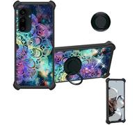 Aroepurt Case Compatible for Saga 2 Solana Mobile Seeker Phone Case Cover [with Tempered Glass Screen Protector][Hard PC + Soft Silicone][Ring Support] [Colorful Reflect Light] IMDH-HTT