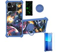 Aroepurt Case Compatible for Saga 2 Solana Mobile Seeker Phone Case Cover [with Tempered Glass Screen Protector][Hard PC + Soft Silicone][Ring Support] [Luminous Effect] YGL-XQ