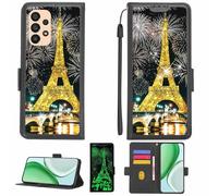 Aroepurt Case Compatible for Samsung Galaxy A52s 5g 2021 Sm-A528b Phone Case Flip Cover [with Tempered Glass Screen Protector][RFID Blocking][Gold Glitter+Luminous] LPT-TT