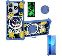 Aroepurt Case Compatible for Sego Mate 10 Phone Case Cover [with 1* Tempered Glass Screen Protector][Hard PC + Soft Silicone][Ring Support] [Gold Glitter+Luminous] JSL-TYX