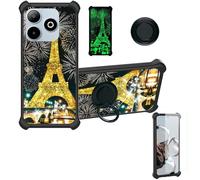 Aroepurt Case Compatible for Sego Mate 10 Phone Case Cover [with 1* Tempered Glass Screen Protector][Hard PC + Soft Silicone][Ring Support] [Gold Glitter+Luminous] JSH-TT