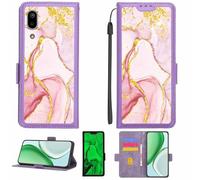 Aroepurt Case Compatible for Sharp Aquos Sense3 Lite Sense3 Sh-Rm12 Phone Case Flip Cover [with Tempered Glass Screen Protector][RFID Blocking][Gold Glitter+Luminous] LPT-FDL