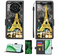 Aroepurt Case Compatible for Sharp Leitz Phone 2 5g Td-Lte Jp Lp-02 Phone Case Flip Cover [with Tempered Glass Screen Protector][RFID Blocking][Gold Glitter+Luminous] LPT-TT