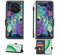 Aroepurt Case Compatible for Sharp Leitz Phone 2 5g Td-Lte Jp Lp-02 Phone Case Flip Cover [with Tempered Glass Screen Protector][RFID Blocking][Colorful Reflect Light] LPT-HTT