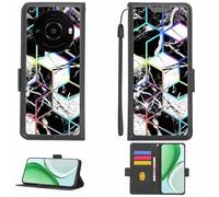Aroepurt Case Compatible for SHARP Leitz Phone 3 Phone Case Flip Cover [with Tempered Glass Screen Protector][RFID Blocking][Colorful Reflect Light] LPT-HS