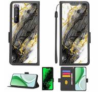 Aroepurt Case Compatible for SONY Xperia 1 II SO-51A SOG01 Phone Case Flip Cover [with Tempered Glass Screen Protector][RFID Blocking][Gold Glitter+Luminous] LPT-HDL