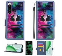 Aroepurt Case Compatible for Sony Xperia 5 Iv 5g A204so Sog09 So-54c Xq-Cq44 Phone Case Flip Cover [with Tempered Glass Screen Protector][RFID Blocking][Luminous Effect] LPT-BQ