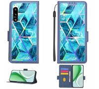 Aroepurt Case Compatible for Sony Xperia 5 Iv 5g A204so Sog09 So-54c Xq-Cq44 Phone Case Flip Cover [with Tempered Glass Screen Protector][RFID Blocking][Colorful Reflect Light] LPT-LS
