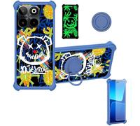 Aroepurt Case Compatible for Symphony Innova 40 Phone Case Cover [with 1* Tempered Glass Screen Protector][Hard PC + Soft Silicone][Ring Support] [Gold Glitter+Luminous] JSL-TYX