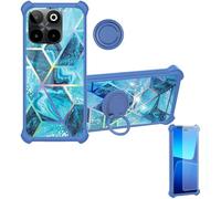 Aroepurt Case Compatible for Symphony Innova 40 Phone Case Cover [with 1* Tempered Glass Screen Protector][Hard PC + Soft Silicone][Ring Support] [Colorful Reflect Light] IMDL-LS