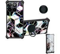 Aroepurt Case Compatible for Symphony Innova 40 Phone Case Cover [with 1* Tempered Glass Screen Protector][Hard PC + Soft Silicone][Ring Support] [Colorful Reflect Light] IMDH-HS