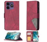 Aroepurt Case Compatible for Symphony Z72 Phone Case Cover [with 1* Tempered Glass Screen Protector] Flip Stand Cover PU Leather Wallet Case Red