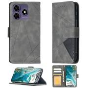 Aroepurt Case Compatible for Symphony Z72 Phone Case Cover [with 1* Tempered Glass Screen Protector] Flip Stand Cover PU Leather Wallet Case Grey