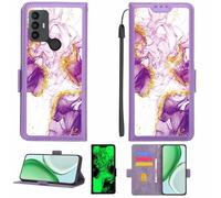 Aroepurt Case Compatible for Tcl 30 Se Phone Case Flip Cover [with Tempered Glass Screen Protector][RFID Blocking][Gold Glitter+Luminous] LPT-ZDL