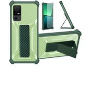 Aroepurt Case Compatible for TCL 40 NXTPAPER 5G Phone Case Cover [with Tempered Glass Screen Protector] Hybrid Case [Folding Support Magnetic] [Frosted anti-fingerprint] Green