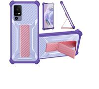 Aroepurt Case Compatible for TCL 40 R 5G Phone Case Cover [with Tempered Glass Screen Protector] Hybrid Case [Folding Support Magnetic] [Frosted anti-fingerprint] Purple