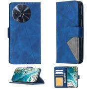 Aroepurt Case Compatible for TCL 60 5G Phone Case Cover [with Tempered Glass Screen Protector] Flip Stand Cover PU Leather Wallet Case Blue