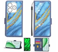 Aroepurt Case Compatible for Tecno Bg6m Phone Case Flip Cover [with Tempered Glass Screen Protector][RFID Blocking][Gold Glitter+Luminous] LPT-LDL