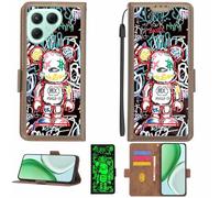 Aroepurt Case Compatible for Tecno Pova 7 5G Lj7 Phone Case Flip Cover [with Tempered Glass Screen Protector][RFID Blocking][Luminous Effect] LPT-MXX