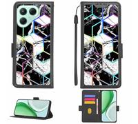 Aroepurt Case Compatible for Tecno Pova 7 5G Lj7 Phone Case Flip Cover [with Tempered Glass Screen Protector][RFID Blocking][Colorful Reflect Light] LPT-HS